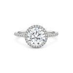 Round Lab diamond halo ring with Shoulder diamonds Dubai