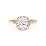 Round Lab diamond halo ring with Shoulder diamonds UAE