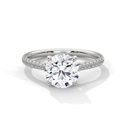 Round Lab diamond ring with Shoulder diamonds