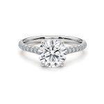 Round Lab diamond ring with Shoulder diamonds Dubai