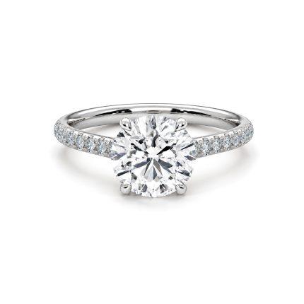 Round Lab diamond ring with Shoulder diamonds Dubai