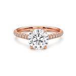 Round Lab diamond ring with Shoulder diamonds UAE