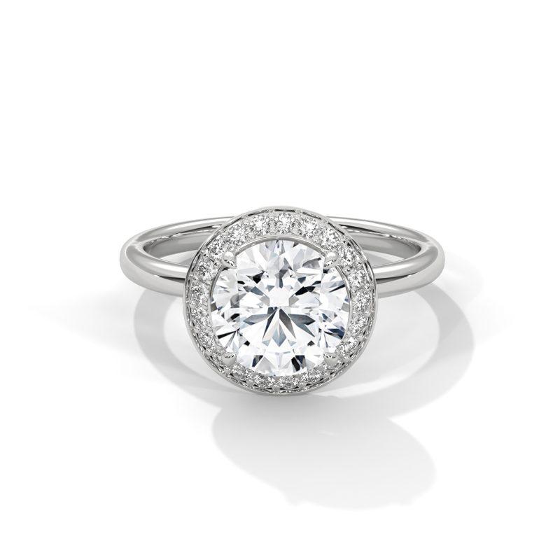 Round Lab diamond Halo ring