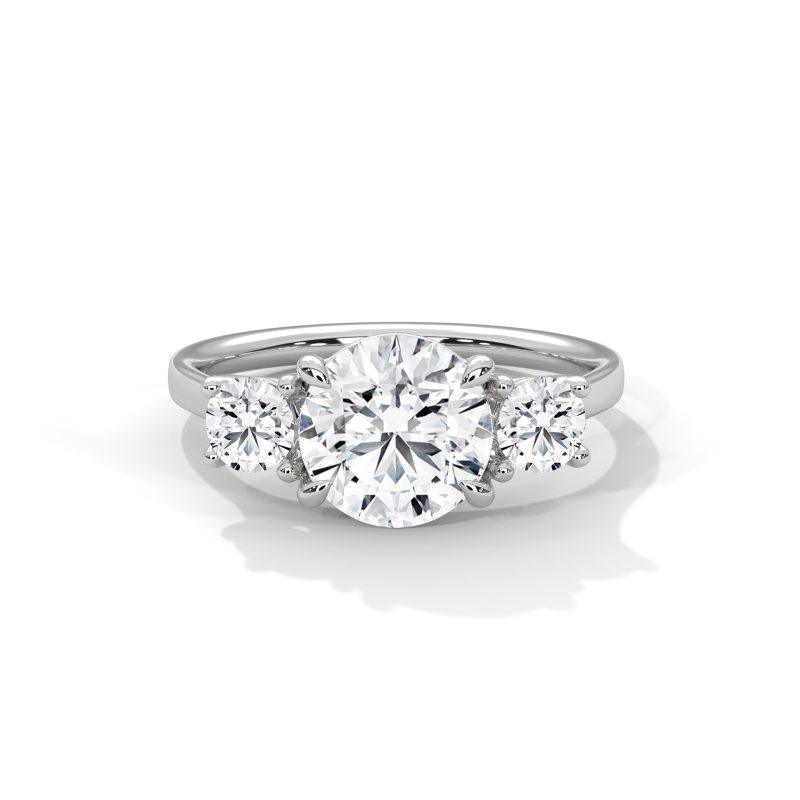 Round diamond trilogy ring