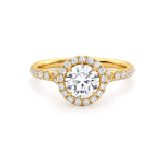 Round lab diamond ring with halo