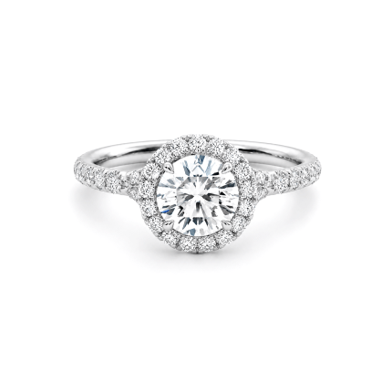 Round lab diamond ring with halo Dubai