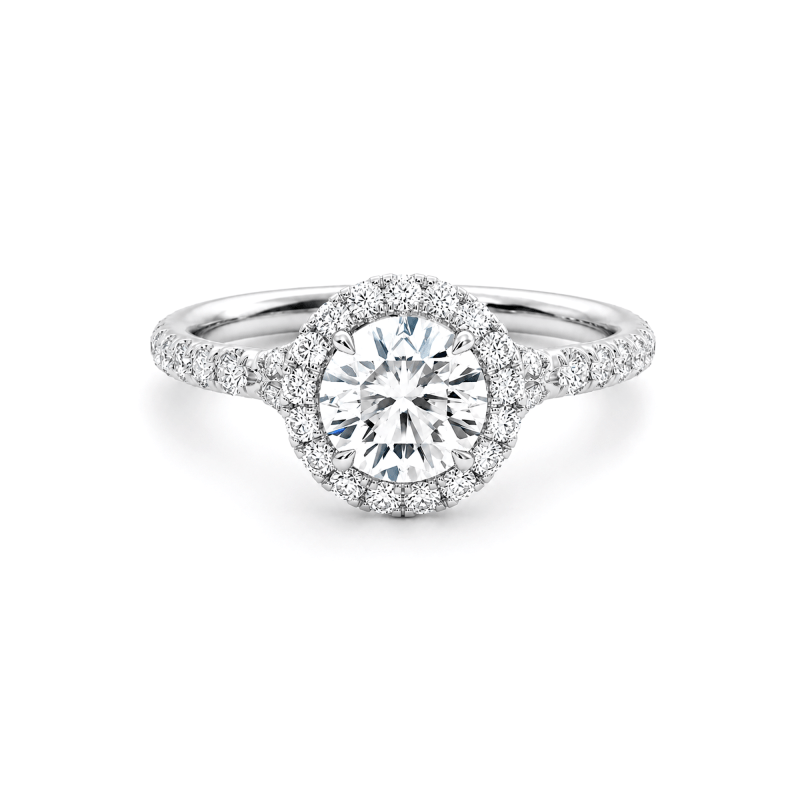 Round lab diamond ring with halo Dubai
