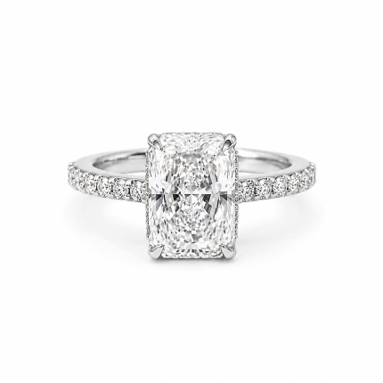 3 carat radiant lab diamond ring with side diamonds